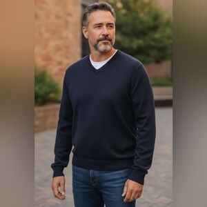 Daniel Hechter Paris Mens 100% Merino Wool Sweater V-neck Size - Medium